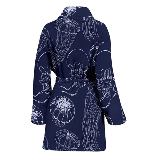 Jellyfish Pattern Print Design 05 Women Bathrobe