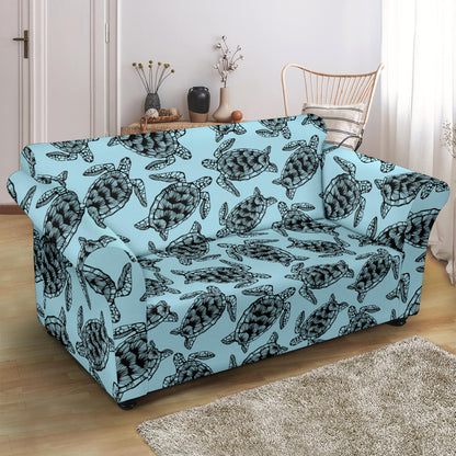 Sea Turtle Print Design LKS3010 Loveseat Couch Slipcover