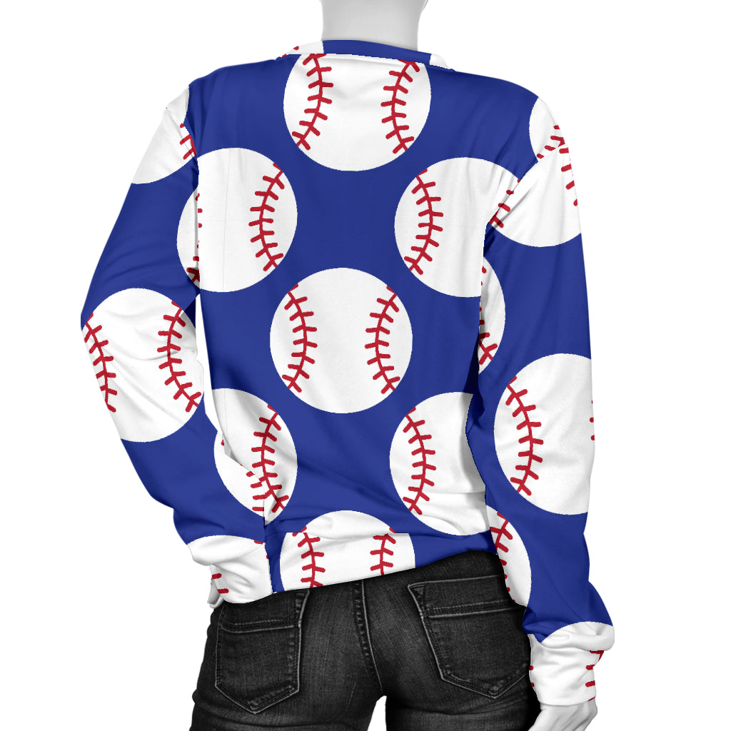 Baseball Blue Background Women Long Sleeve Sweatshirt