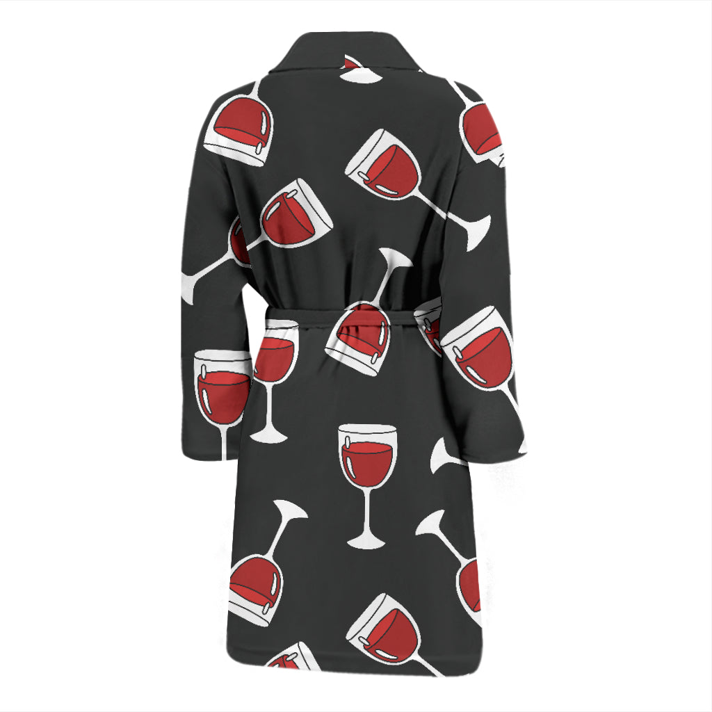 Wine Glass Print Design LKS303 Men Bathrobe