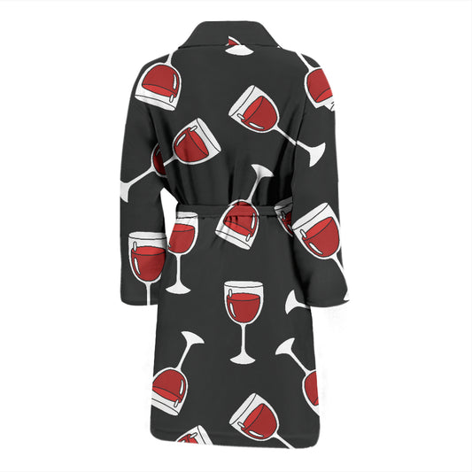 Wine Glass Print Design LKS303 Men Bathrobe
