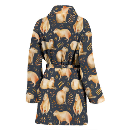 Capybara Pattern Print Design 02 Women Bathrobe