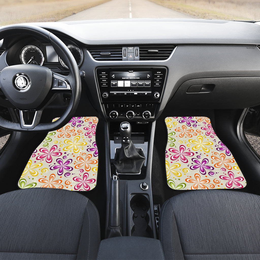 Flower Power Colorful Design Print Car Floor Mats Front Back