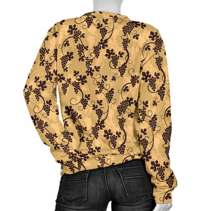 Wine Grape Design Print Women Long Sleeve Sweatshirt