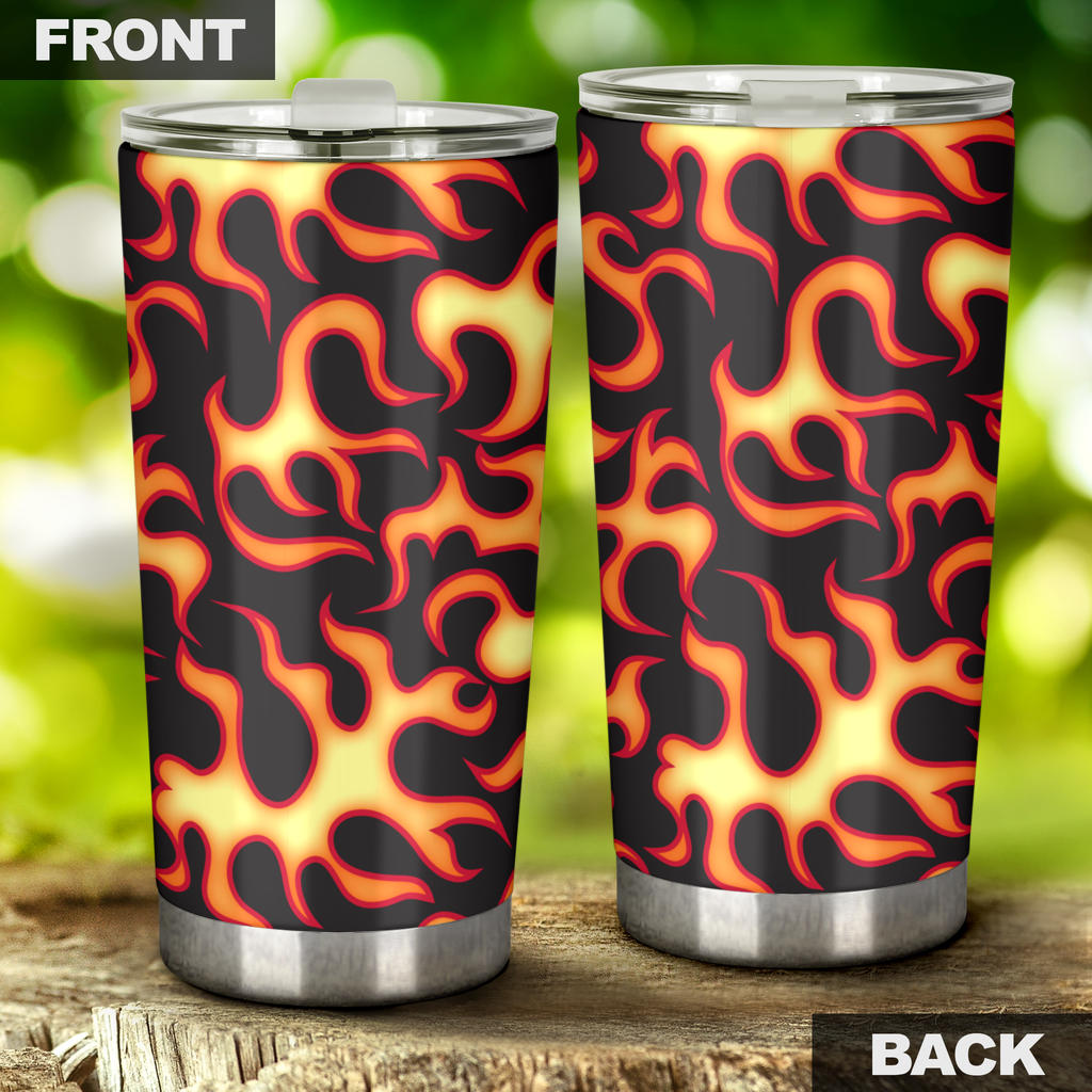 Flame Fire Themed Print Tumbler