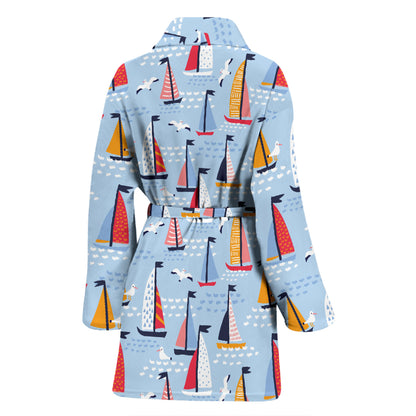 Sailboat Print Design LKS304 Women Bathrobe
