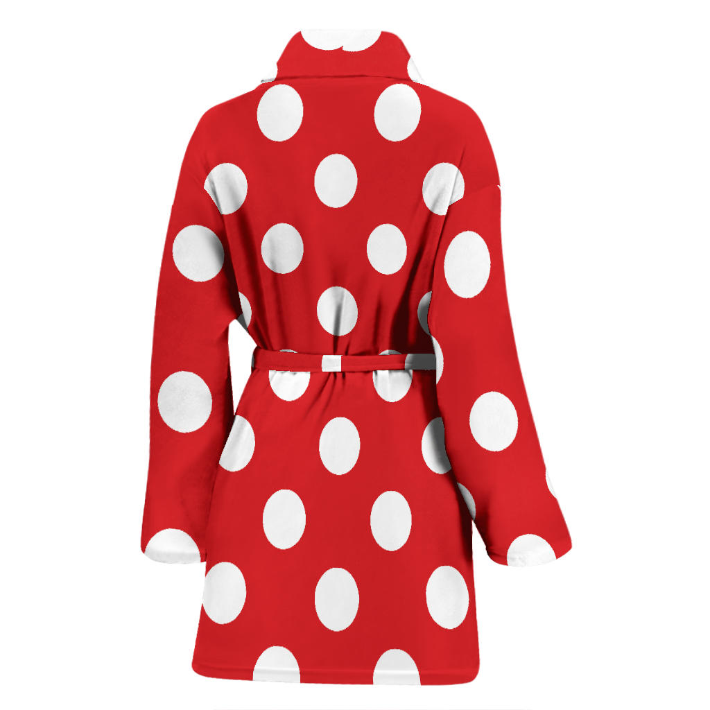 Polka Dot Red Pattern Print Design 04 Women Bathrobe