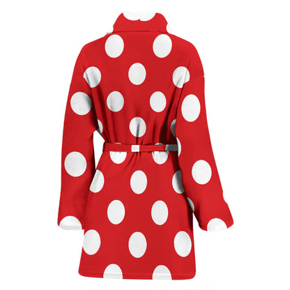 Polka Dot Red Pattern Print Design 04 Women Bathrobe