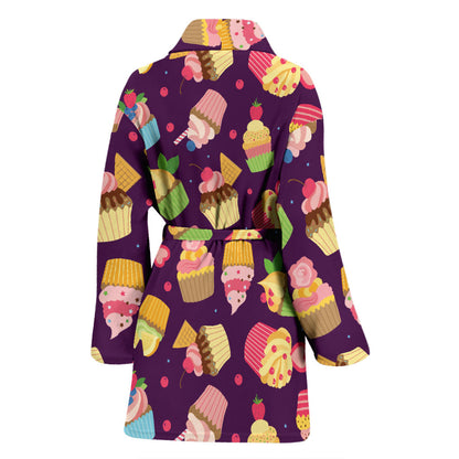 Cupcake Pattern Print Design 05 Women Bathrobe