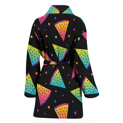 Rainbow Watermelon Pattern Print Design A04 Women Bathrobe