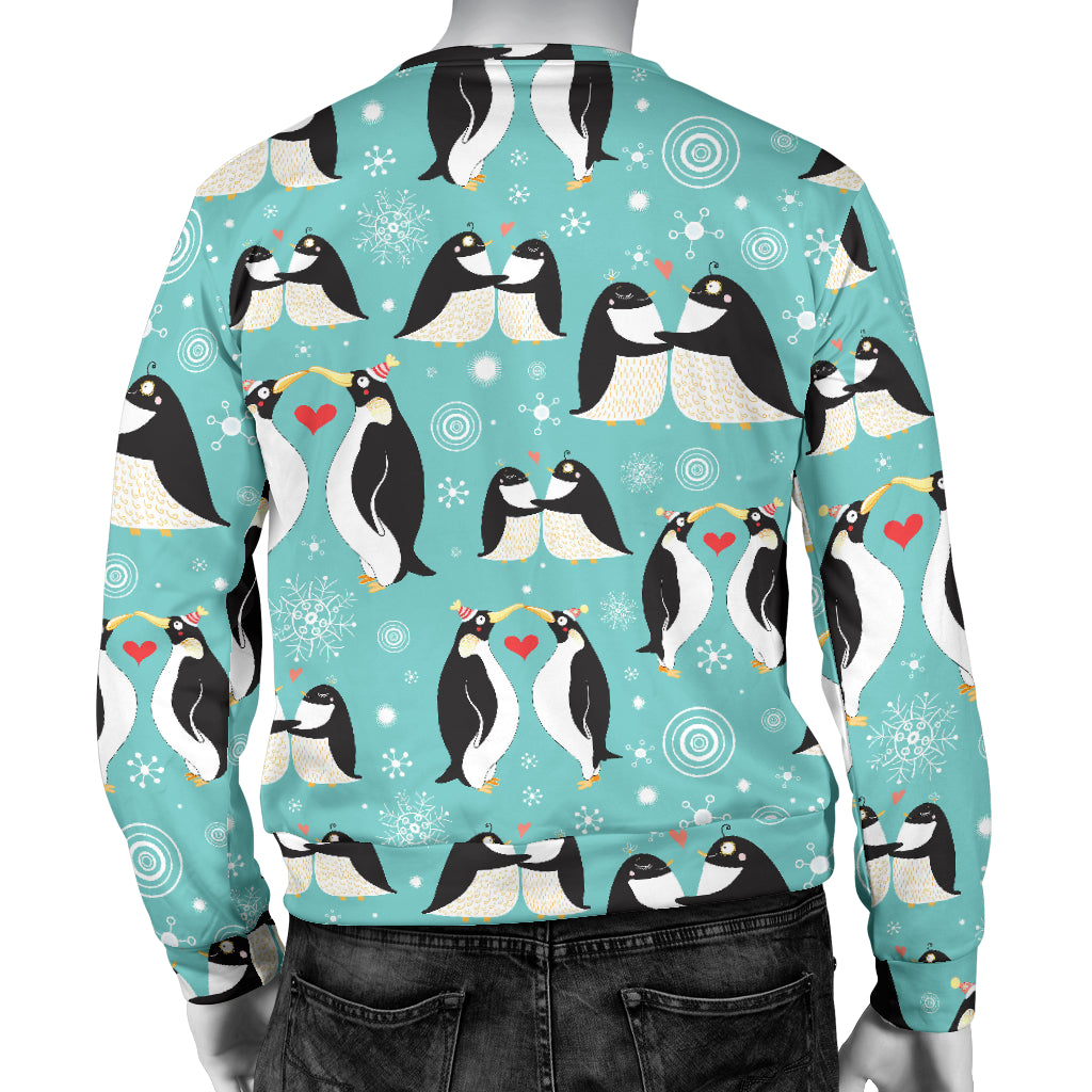 Penguin Love Print Men Long Sleeve Sweatshirt