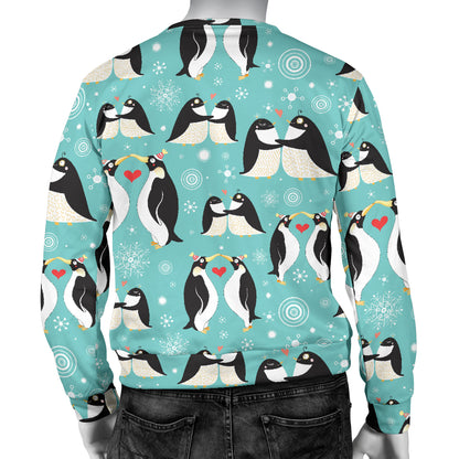Penguin Love Print Men Long Sleeve Sweatshirt
