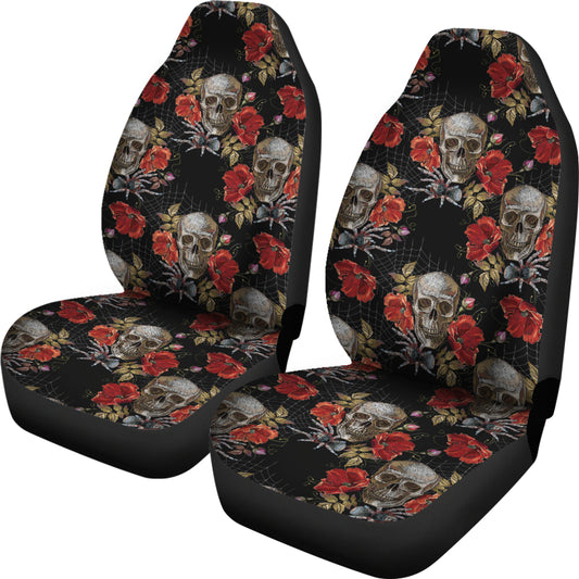 Spider Web Skull Rose Print Design LKS305 Car Seat Covers