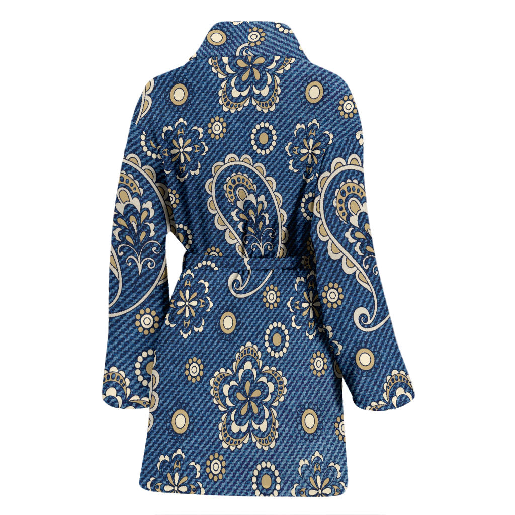 Jean Paisley Pattern Print Design 01 Women Bathrobe