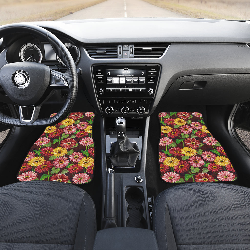 Daisy Gerbera Print Pattern Car Floor Mats Front Back