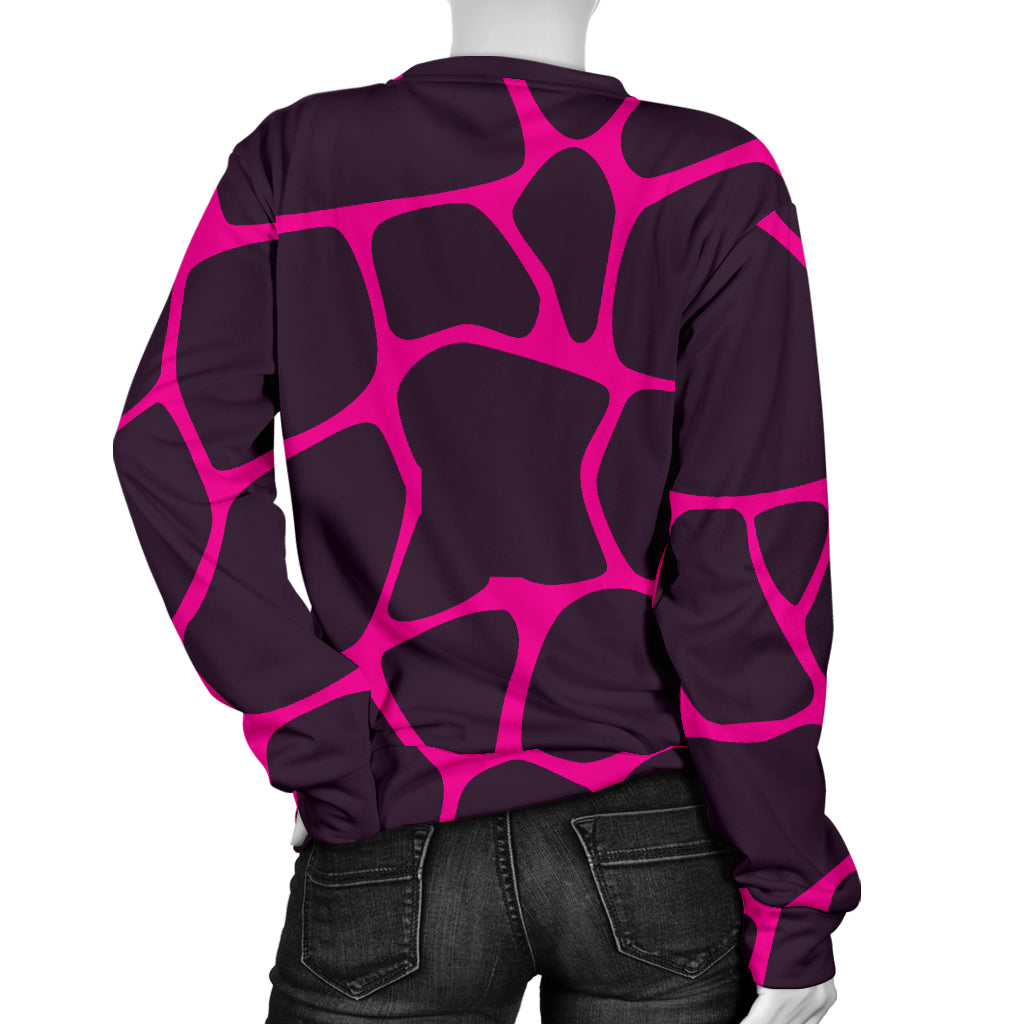 Giraffe Pink Background Texture Print Women Long Sleeve Sweatshirt
