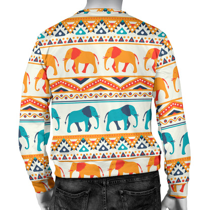 Elephant Aztec Ethnic Print Pattern Men Long Sleeve Sweatshirt