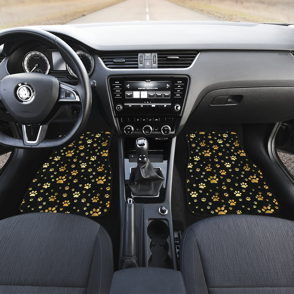 Paw Gold Print Car Floor Mats Front Back