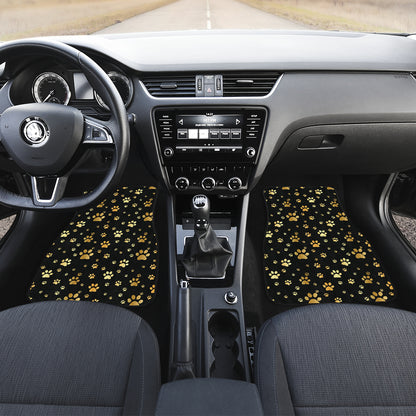 Paw Gold Print Car Floor Mats Front Back