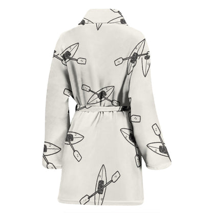Kayak Pattern Print Design 01 Women Bathrobe