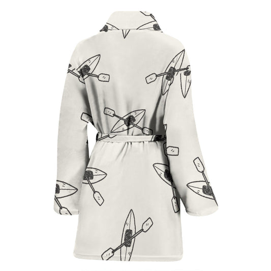 Kayak Pattern Print Design 01 Women Bathrobe