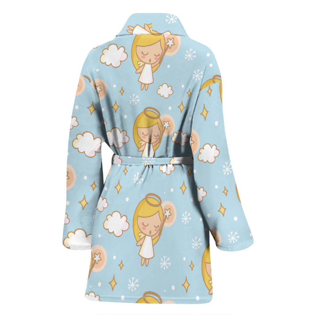 Angel Pattern Print Design 05 Women Bathrobe
