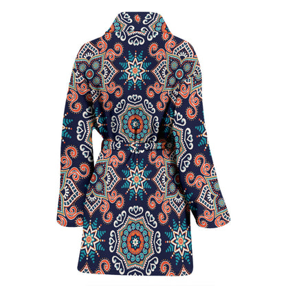 Bohemian Pattern Print Design 02 Women Bathrobe