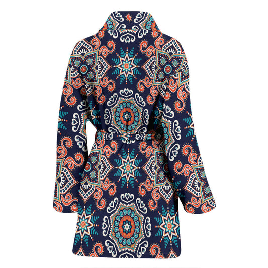 Bohemian Pattern Print Design 02 Women Bathrobe