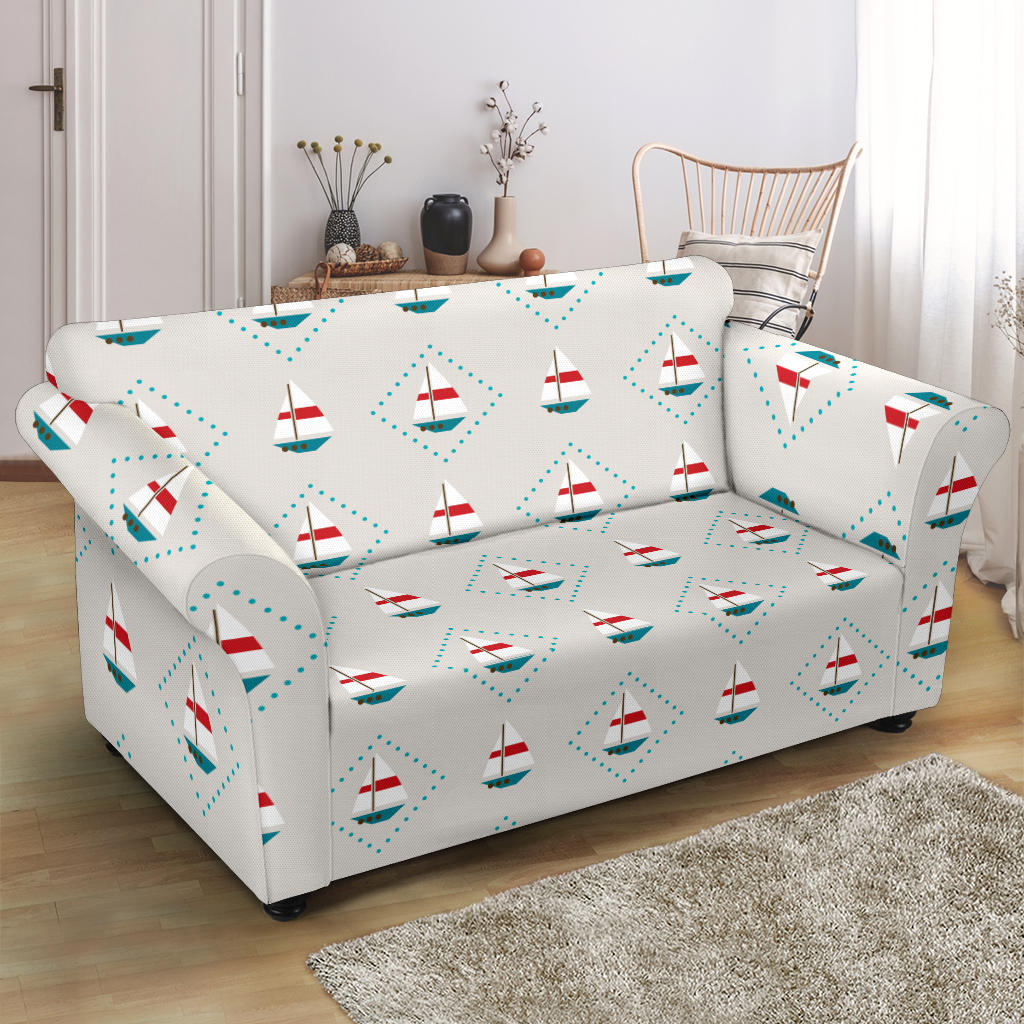 Sailboat Print Design LKS301 Loveseat Couch Slipcover