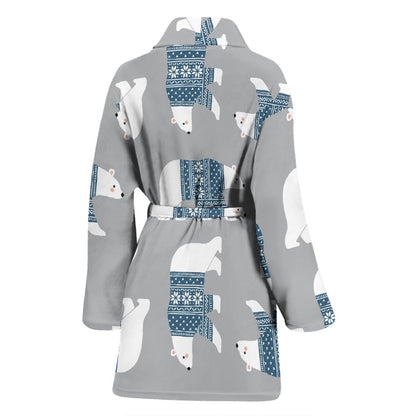 Polar Bear Pattern Print Design A03 Women Bathrobe