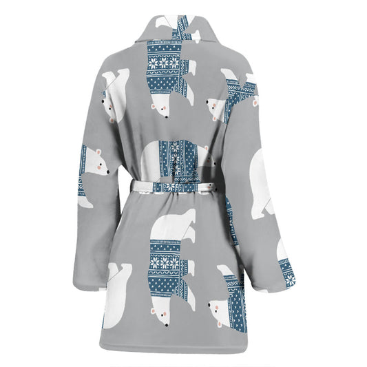 Polar Bear Pattern Print Design A03 Women Bathrobe