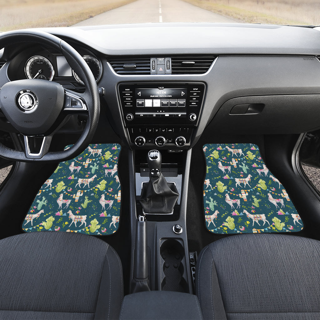 Llama with Cactus Themed Print Car Floor Mats Front Back