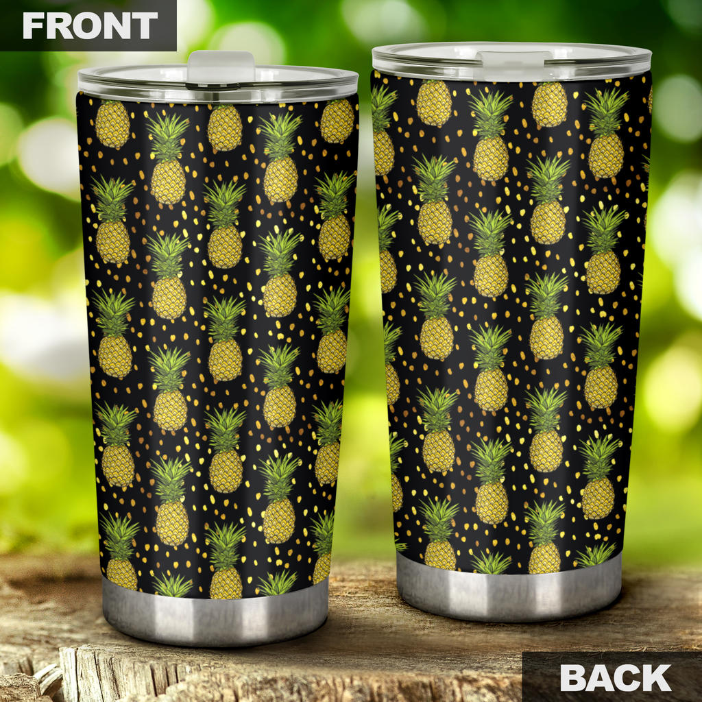Pineapple Gold Dot Themed Print Tumbler