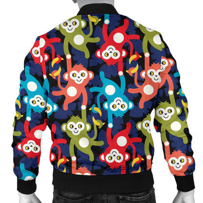 Monkey Colorful Design Themed Print Men Bomber Jacket