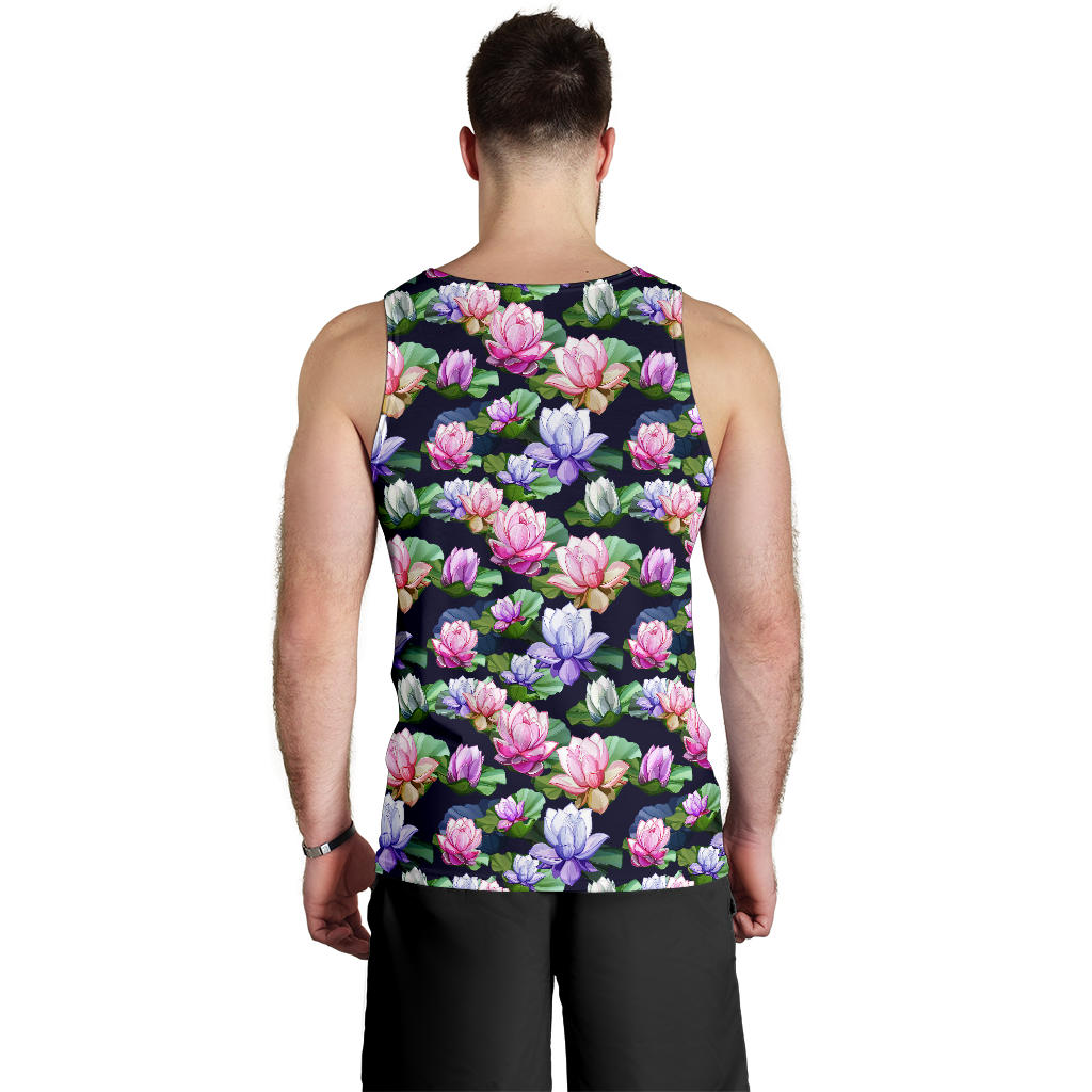 Lotus Flower Print Design Men Tank Top
