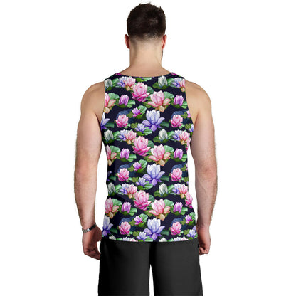Lotus Flower Print Design Men Tank Top