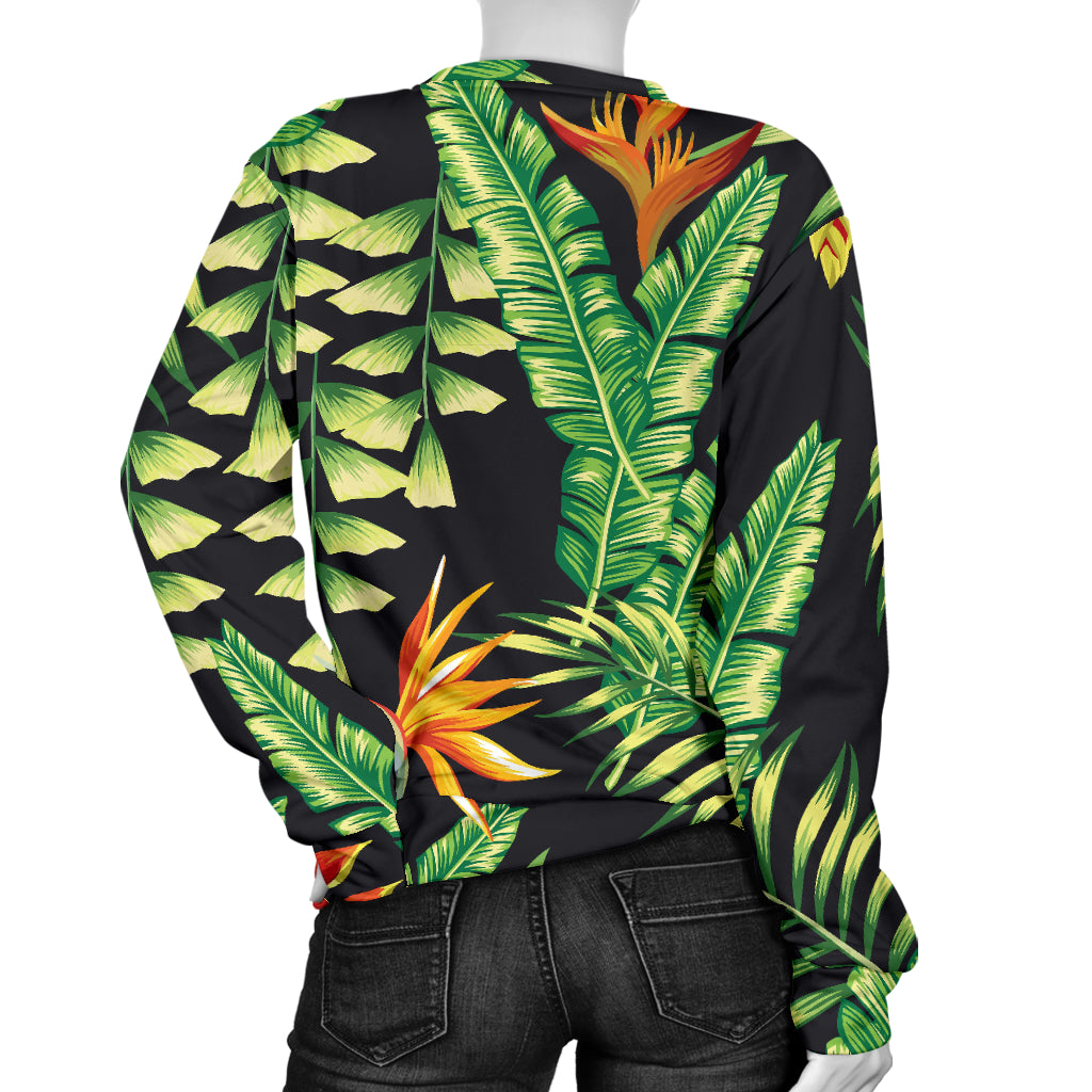 Hawaiian Flower Tropical Palm Leaves Women Long Sleeve Sweatshirt