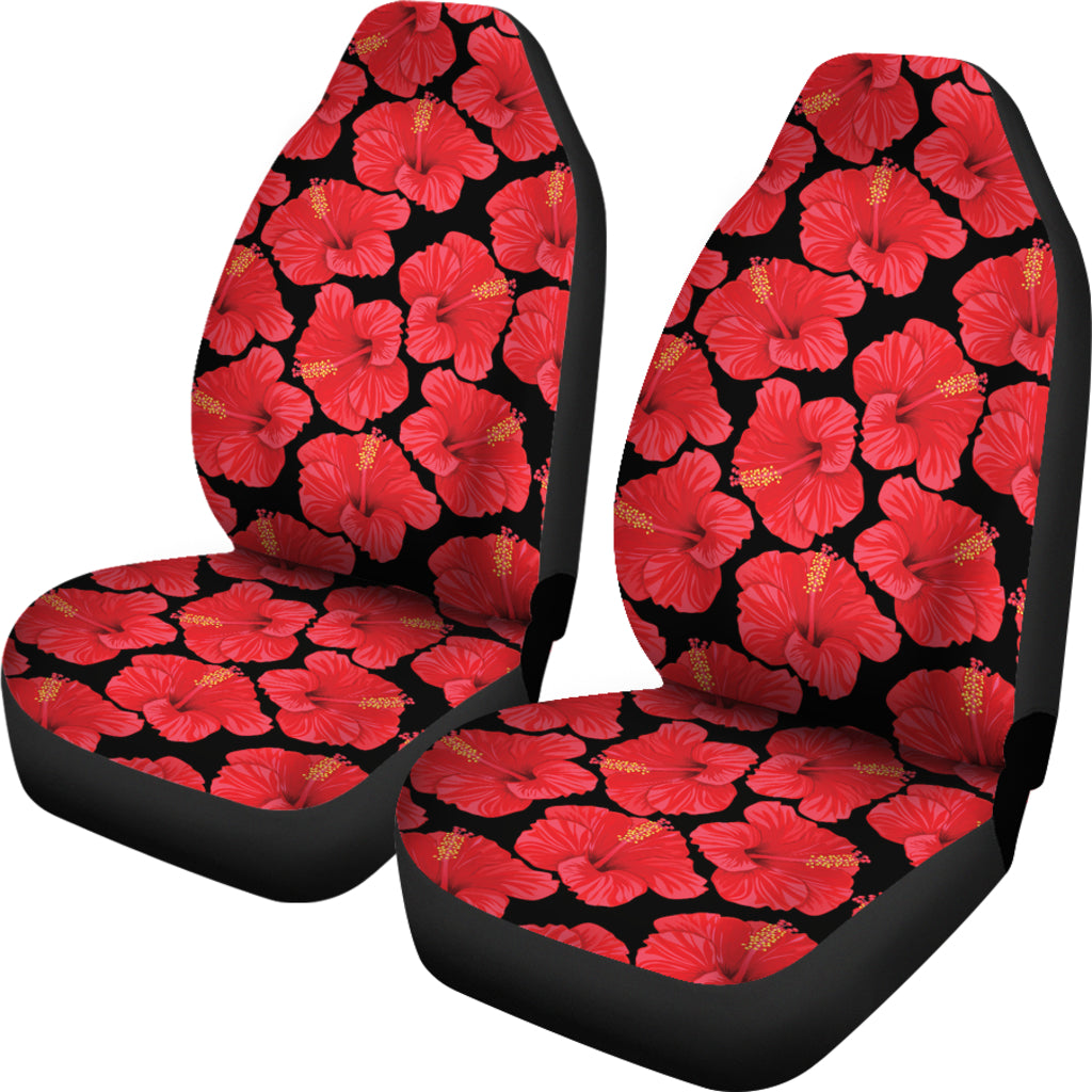 Hibiscus Red Pattern Print Design LKS306 Car Seat Covers