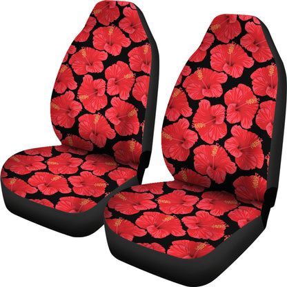 Hibiscus Red Pattern Print Design LKS306 Car Seat Covers