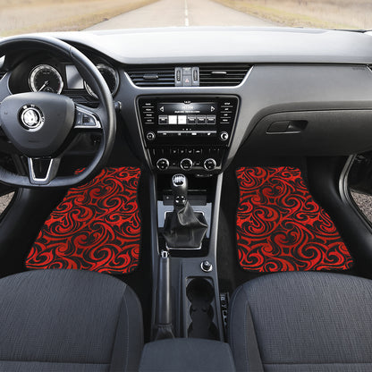 Maori Red Black Themed Design Car Floor Mats Front Back