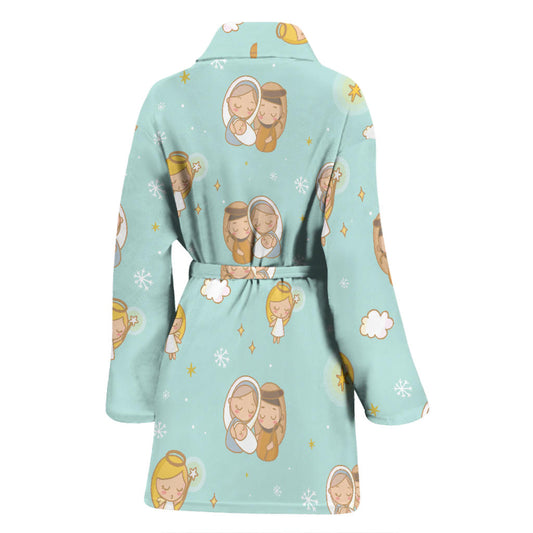 Christian Pattern Print Design 01 Women Bathrobe