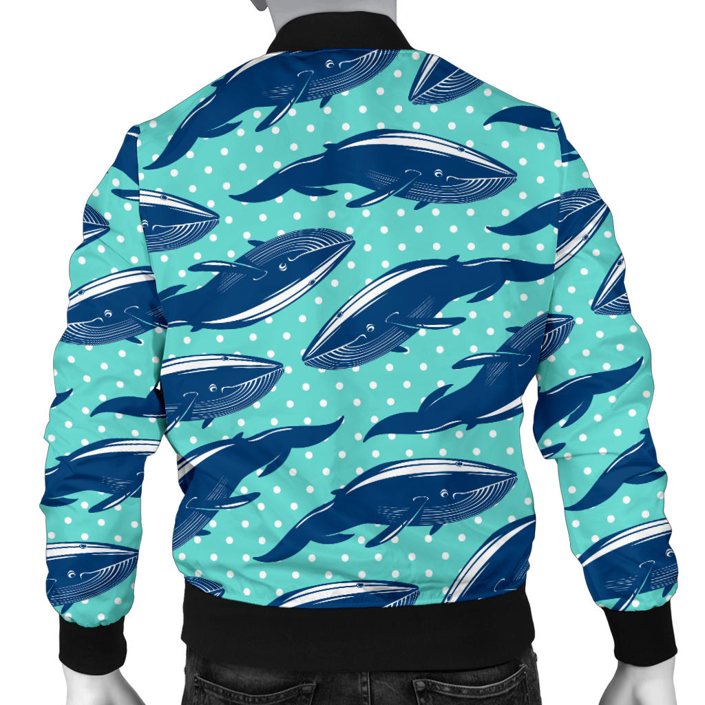 Whale Polka Dot Design Themed Print Men Bomber Jacket