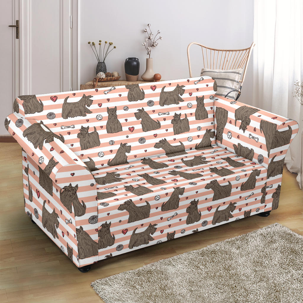 Scottish Terriers Print Design LKS3016 Loveseat Couch Slipcover