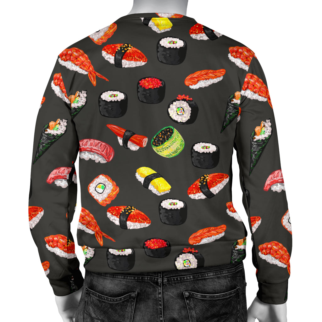 Sushi Design Print Men Long Sleeve Sweatshirt