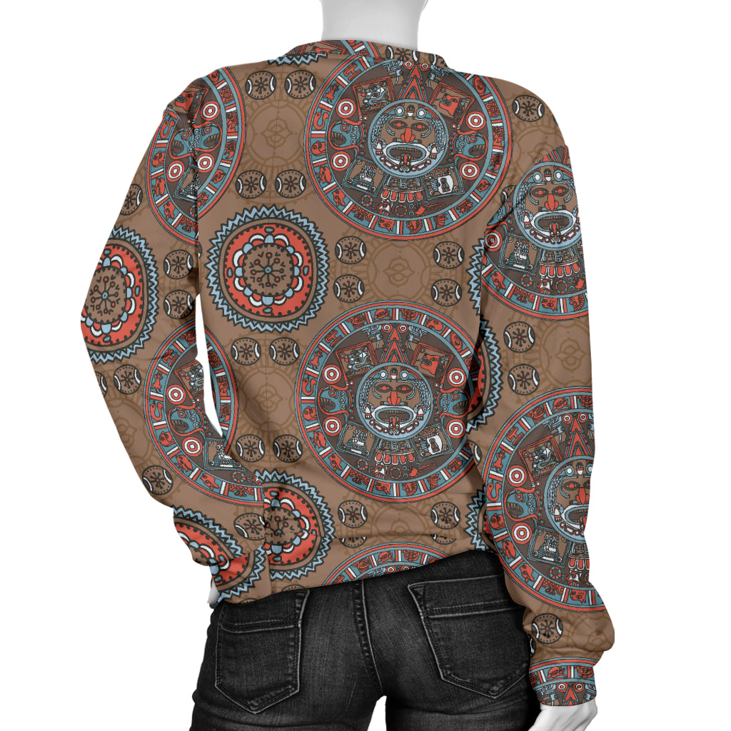 Calendar Aztec Design Print Pattern Women Long Sleeve Sweatshirt