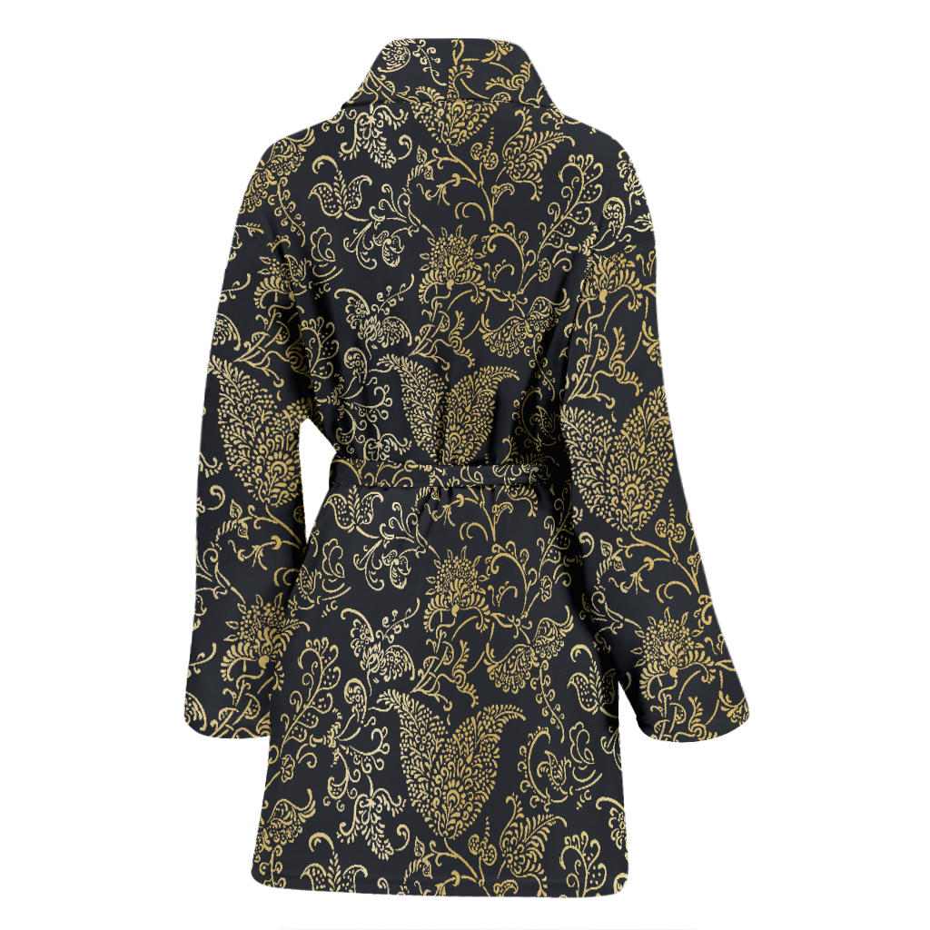 Brocade Pattern Print Design 04 Women Bathrobe