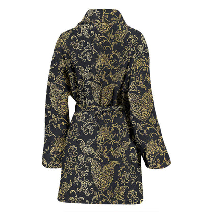 Brocade Pattern Print Design 04 Women Bathrobe