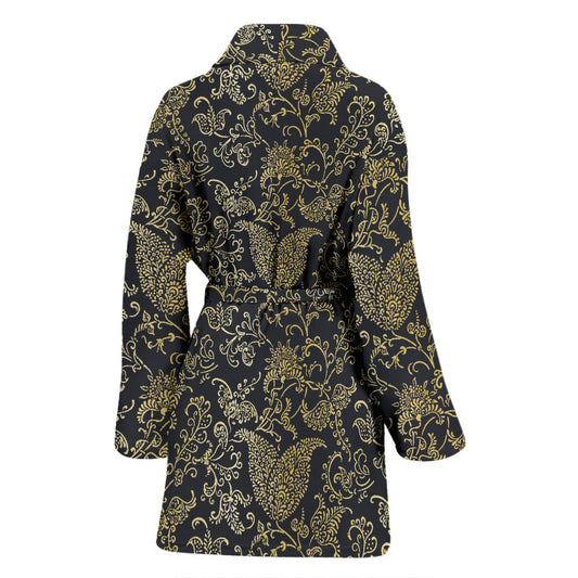 Brocade Pattern Print Design 04 Women Bathrobe