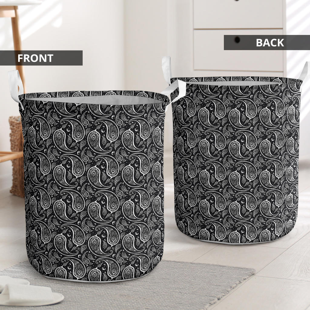 Paisley Black Design Print Laundry Basket