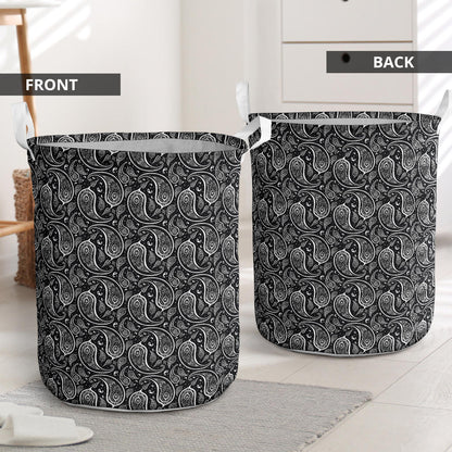 Paisley Black Design Print Laundry Basket